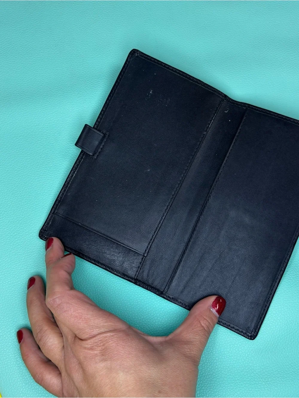 Coach Vintage Black Leather Checkbook Cover‎ Wallet